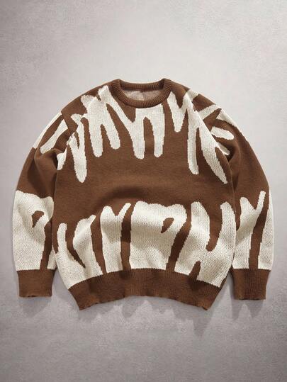 StoneGrade 男士撞色提花休闲圆领长袖毛衣，秋冬款