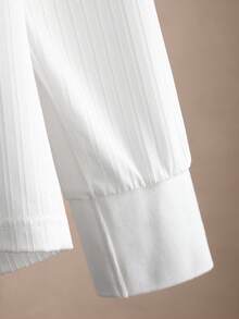 Core Aspect Camisa polo de manga larga acanalada de unicolor para hombre, otoño - Blanco - Ver 6