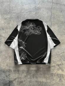 AXEPEAK 男士休闲时尚街头风短袖 Polo 衫 - 黑色 - 查看 2