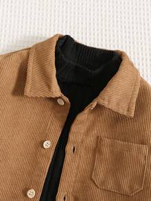 三件套包括：黑色T恤、休闲可爱灯芯绒外套、黑色高领T恤、松紧腰休闲裤、针织长袖上衣 - 彩色 - 查看 8