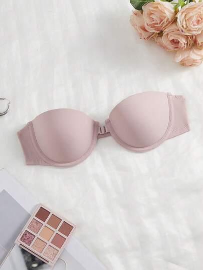 1 pieza Sujetador sin tirantes con aros cómodo de unicolor para mujer