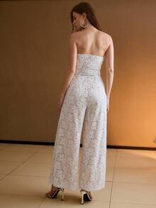 MOTF PREMIUM MONO SIN TIRANTES CON CINTURÓN DE HEBILLA, PLISADO Y ENCAJE - Blanco - Ver 3