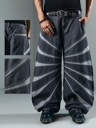 Street Life Herren Minimalistischer Muster Stark Verwaschen Gerade Bein Jeans