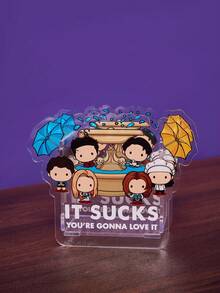 FRIENDS X SHEIN Cartoon Character Fountain Umbrella Transparent Acrylic Case - Multicolor - View 3