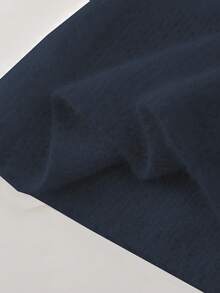 SHEIN Franclia Elegant Metal Decor Turtleneck Lantern Sleeve Loose Knit Sweater & Wide Leg Pants 2 Pieces Set, European Style - Blue - View 8