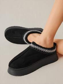 Solecia 女士厚底保暖雪地靴，休闲日常穿着 - 黑色 - 查看 2