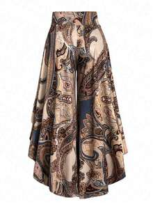 EMERY ROSE Plus Size Paisley Print Asymmetric Hem Wide Leg Pants Fall Cloth For Women - Multicolor - View 2