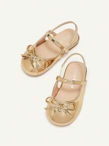 Cozy Pixies 1双时尚百搭休闲金色蝴蝶结装饰穆勒平底鞋，公主风平底鞋 - 金色 - 查看 8