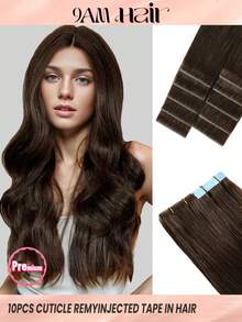 Cuticle Remy Seamless Injected Hand-Tied Pro Quality Virgin Human Hair Invisible Tape In Hair Extensions Human Hair Natural Black 10PCS 25G Straight Tape Ins Tape In Hair Tape Ins Hair Extensions