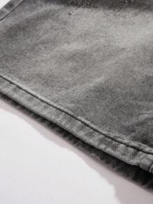 StoneGrade 男士口袋宽松阔腿休闲百搭牛仔短裤 - 淺灰色 - 查看 6