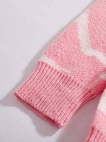 StoneGrade Men's Random Print Crew Neck Long Sleeve Knitted Sweater, For Fall Winter - Pink - View 6