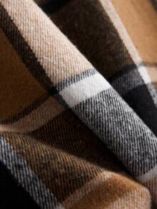 Core Aspect 1pc Men's Wool Blend Plaid Pattern Jacket, Featuring Black Button Decor, Simple Casual Design, Fitted Comfortable Silhouette, Functional Side Pockets, Suitable For Daily, Commute, School, Vacation Wear, Great Gift For Husband Or Boyfriend, Unisex Couple Matching Men Shacket Plaid Jacket Men Men Overshirt Flannels For Men Fall Clothes For Men, Men Plaid Jacket, Flannel Men Jacket, Brown Flannel Men, Checkered Jacket, Streetwear Plaid