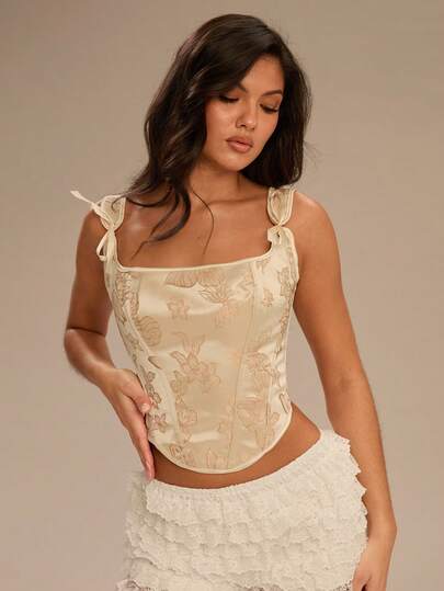 Enchnt 1 件女士无袖鱼骨缝优雅夏季塑身上衣