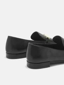 CUCCOO CURVES 女式宽版方头平底低跟休闲一脚蹬乐福鞋，新款，黑色，加大码，舒适百搭 - 黑色 - 查看 9