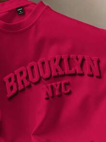 Manfinity Joysei 深红色标准版型男士短袖T恤 - 紅色 - 查看 2