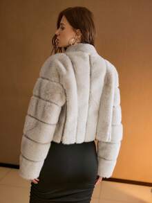 MOTF PREMIUM WOMEN'S FAUX FUR COLLAR SHORT COAT, AUTUMN/WINTER