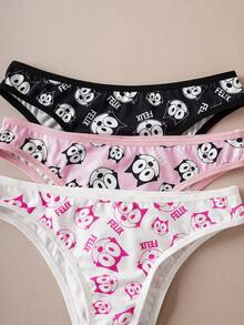 Felix The Cat X SHEIN Women's Cartoon Pattern Comfortable Briefs - Pink - View 3