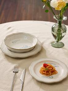 Cirelle 1pc Tulip Salad Plate, Creative Western-Style Dessert, Appetizer Soup Bowl, Deep Plate Breakfast, Restaurant Kitchen, Home Use, Suitable For Families, Restaurants And Hotels - Black - View 1