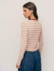 Nöista 长袖针织上衣，饰有撞色滚边，修身剪裁，复古风十足，是春假期间理想的叠穿单品；非常适合休闲季节造型，打造日常精致装扮，也适合生日聚会和情人节等场合。 - 紅色 - 查看 5