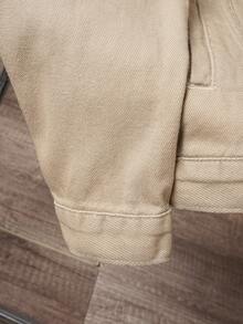 Manfinity Joysei 男士翻盖口袋牛仔夹克（不带帽），适合秋季 - 卡其色 - 查看 3