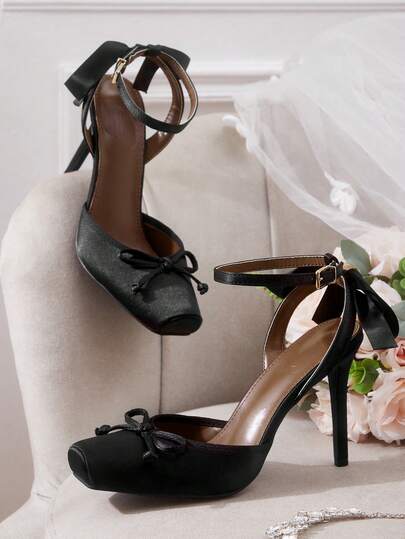 CUCCOO HITCHD Women's Fashionable & Elegant Party Pumps With Bow Decor For Christmas Valentine's Day Elegant Shoes Wedding Shoes Spring Shoes Bride Shoes