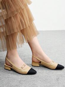 CUCCOO CHICEST Fashionable Versatile Commuting Colorblock Backless Slip-On Shoes For Christmas - Apricot - View 6