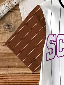 SCOOBY-DOO X SHEIN 青少年男孩休闲通勤校园风格卡通狗和字母条纹印花短袖 T 恤，夏季 - 白色 - 查看 4