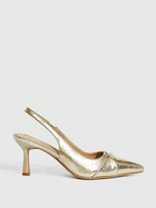 CUCCOO SZL Women's Pointed Toe Gold High Heels, Fashionable & Versatile For Daily Wear For Christmas - Gold - View 3