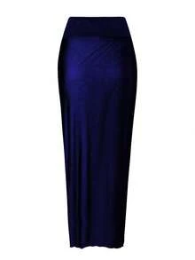 Swim Oasis 2026 New Women's Solid Color 2-Piece Strap Hollow Out Swimsuit With Mesh Maxi Skirt, Summer Casual One Piece Swimsuit Set Navy Blue Outfit Women Swimwear 3 Pieces Set Navy Blue Skirt Navy Blue Swimsuit Women's Navy Blue Outfit - Blue - View 7