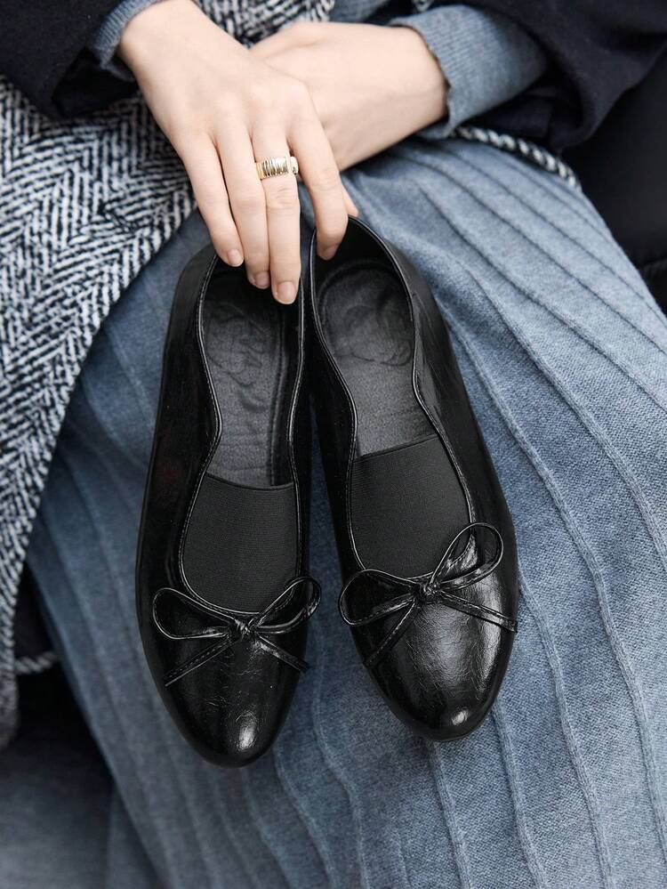 CUCCOO BIZCHIC Bow Decor Casual Solid Color Comfortable Women Flats For Christmas