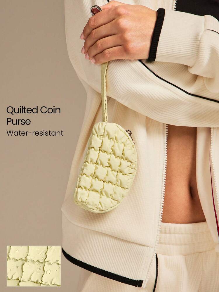 Clip And Glow Waterproof Keychain Strap Quilted Coin Purse Gym Studio Travel Outdoors Daily Casual Wear