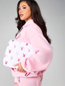 Missguided x Playboy Fashion Laptop Bag With Heart Print Pattern Padded Computer Carrier Case Kawaii Style Business Travel Organizer - White - View 3