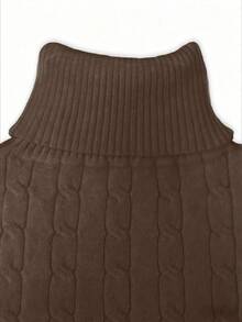 Franclia 新款秋冬简约优雅百搭加厚高领套头毛衣（女款） - 咖啡棕 - 查看 3