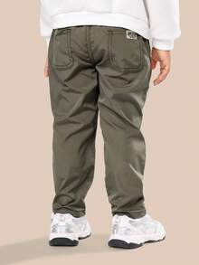 SUMWON Casual Grey Boys Pants Elastic Waist Adjustable Drawstring Everyday Comfortable Play Wear Children Winter Trousers Lifestyle Street Fashion