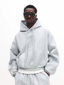 SUMWON Men's Light Grey Hoodie Co-Ord Set With Drawstring Hood And Centre Pocket Relaxed Fit Sweatsuit,INS Hot Selling Style,Comfortable And Thick Fabric For Ultimate Warmth,Family Matching Outfits For Couples,Stylish Coordination,Cozy Family Ensemble,Perfect For Casual And Holiday Wear - Grey - View 7