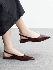 CUCCOO BIZCHIC 女士百搭尖头平底鞋，适合通勤 - 咖啡棕 - 查看 1