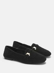 CUCCOO CURVES 女士金属装饰休闲通勤平底鞋 - 黑色 - 查看 7