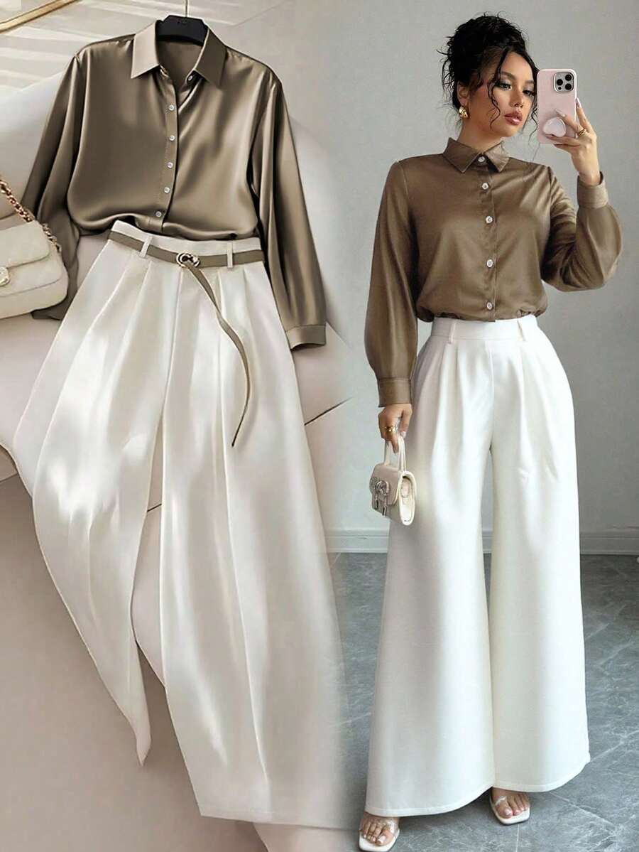 Franclia Bộ 2 món áo và quần thanh lịch dành cho nữ - Nhiều màu - Xem 1