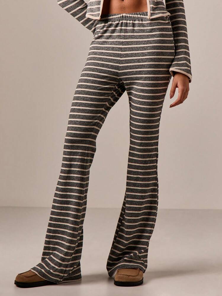 Striped Flared Palazzo Pants With Wide Legs