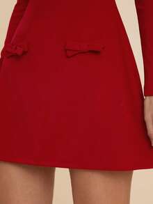 COSMINA Váy ngắn nữ, Váy thanh lịch, Váy đỏ, Váy năm mới, Váy Giáng sinh, Váy ngày lễ tình nhân, Váy dự tiệc cưới, Trang phục hẹn hò, Đi làm, Tiệc tùng, Tụ tập, Váy dài tay - Đỏ - Xem 3