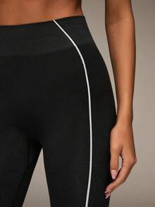 SHEIN BAE Sleeveless Black Micro Crop Strapless Set For Active Lifestyle Strapless Two Piece Set Two Piece Legging Set Workout Set Two Piece Gym Two Piece Set Yoga Set Two Piece Two Piece Sport Set Yoga Leggings Set Legging Two Piece Set - Black - View 6
