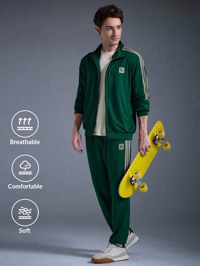  DRIFTMERE Herrset med sweatshirt och byxor i kontrastfärgad, lös passform, träningsoveraller