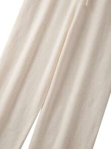 GlowEve CURVE Plus Size Fashion Casual Loose Knit Cardigan Sweater And Straight Leg Pants Two Pieces Set - Beige - View 5
