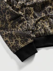 ROMWE MEN Men's Casual Leopard Print Hooded Sweatshirt Sweatshirt - Multicolor - View 3