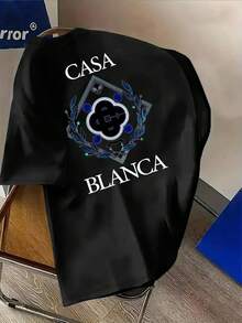 INAWLY 男士极简印花圆领短袖T恤 - 黑色 - 查看 3