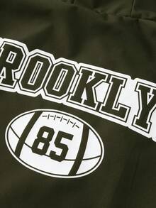 Men's Casual Printed Hooded Jacket - Army Green - View 5