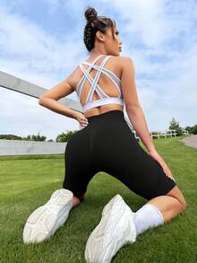 Gameset SHEIN Sport 寬鬆腰帶運動短褲 單車短褲 打底短褲