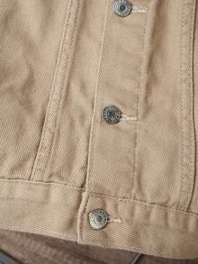 Manfinity Joysei 男士翻盖口袋牛仔夹克（不带帽），适合秋季 - 卡其色 - 查看 4