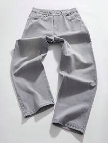 StoneGrade Men's Solid Color Pocket Casual Simple Long Pants, Daily Wear - Grey - View 1