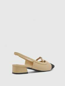 CUCCOO CHICEST Fashionable Versatile Commuting Colorblock Backless Slip-On Shoes For Christmas - Apricot - View 8